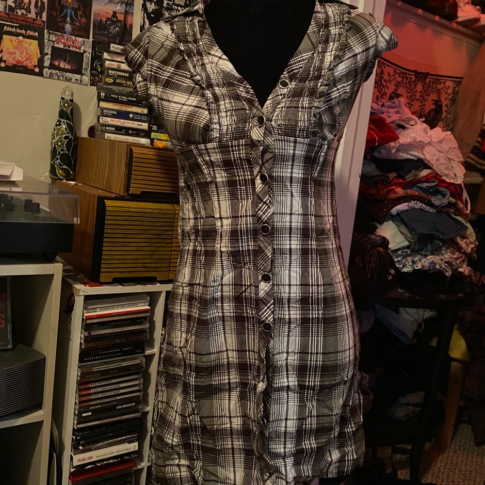 Y2K HeartSoul Black and White Plaid Dress